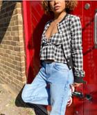 River Island Gingham Check Cami And Cardigan Set In Black