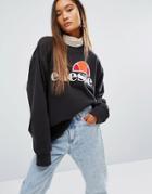 Ellesse Oversized Crew Neck Sweatshirt With Front Logo - Black