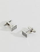 Aetherston Square Engraved Cufflinks In Antique Silver - Silver