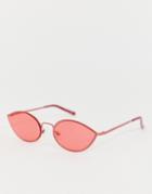 Jeepers Peepers Slim Cat Eye Sunglasses With Pink Lens - Pink