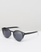 Asos Round Sunglasses In Black To Clear Fade - Black