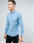 Esprit Shirt In Slim Fit With Jaquard Stitch Detail - Blue