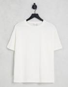 Asos Design Oversized Long Line T-shirt In Cream-white