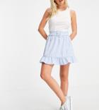Vila Petite Mini Skirt With Belt In Blue Gingham-multi