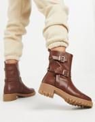 Asos Design Asha Pull On Trucker Boots In Brown