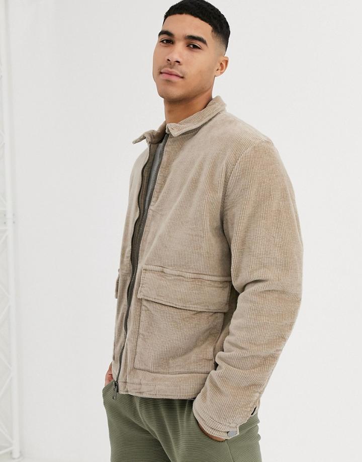 Jack & Jones Premium Cord Trucker Jacket In Stone