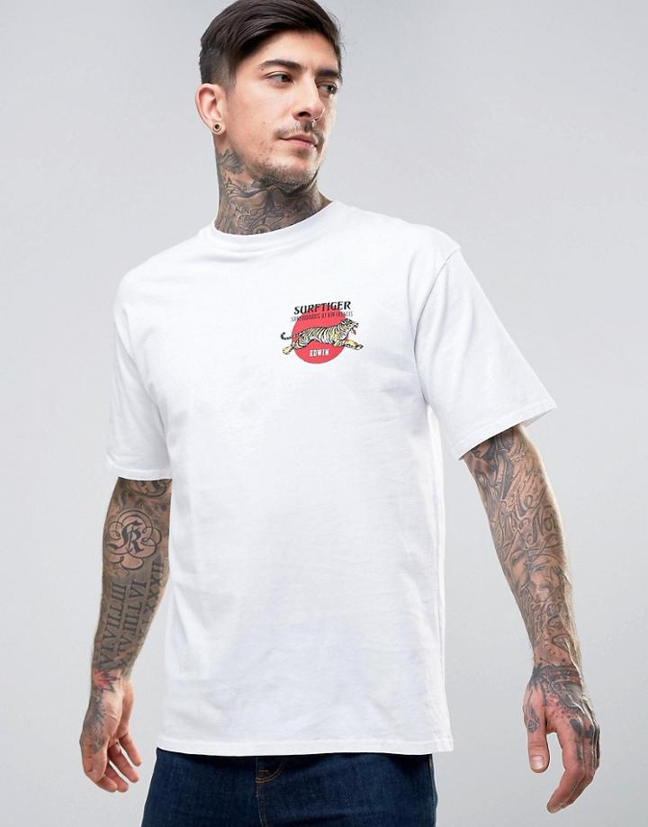 Edwin Malibu Surftiger T-shirt - White