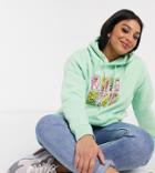 Daisy Street Plus Oversized Hoodie With Astronomy Graphic-green