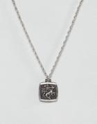 Asos Design Necklace With Star Sign Pendant In Burnished Silver Tone - Silver