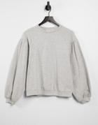 Only Sweatshirt With Volume Sleeves In Gray-grey
