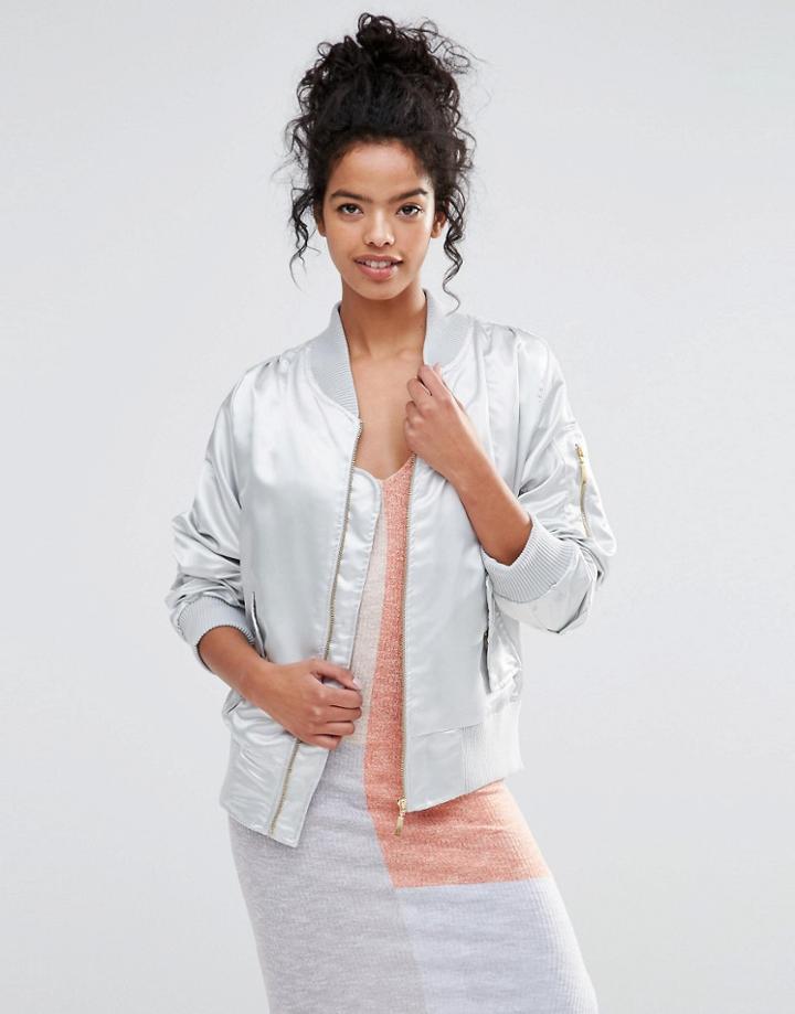 Liquor And Poker Satin Bomber - Gray