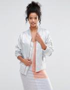 Liquor And Poker Satin Bomber - Gray