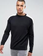 New Look Sweater With Contrast Shoulder Panel In Black - Black
