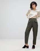 Asos Tailored Matte And Shine Soft Utilty Pant - Green