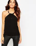 Asos Statement Chunky Necklace Halterneck Top - Black