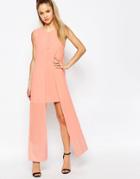 Jovonna What For Dress With Chiffon Overlay - Pink