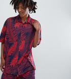 Milk It Vintage Oversized Jersey Shirt In Palm Print - Red