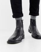 Asos Design Chelsea Boots In Black Leather With Square Toe