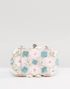 Park Lane Handmade Floral Clutch Bag With Embellishment - Cream