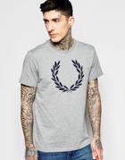 Fred Perry T-shirt With Textured Laurel Wreath - Steel Marl