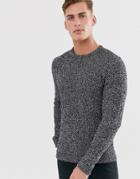 Selected Homme Knitted Sweater In Mixed Yarn Cotton-black
