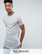 Le Breve Tall Logline Curved Hem Marl T-shirt - Gray