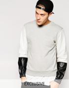 Standard Issue Exclusive Sweatshirt With Color Block Sleeves - Gray