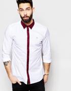 Farah Shirt With Contast Placket Slim Fit - Dark Rose
