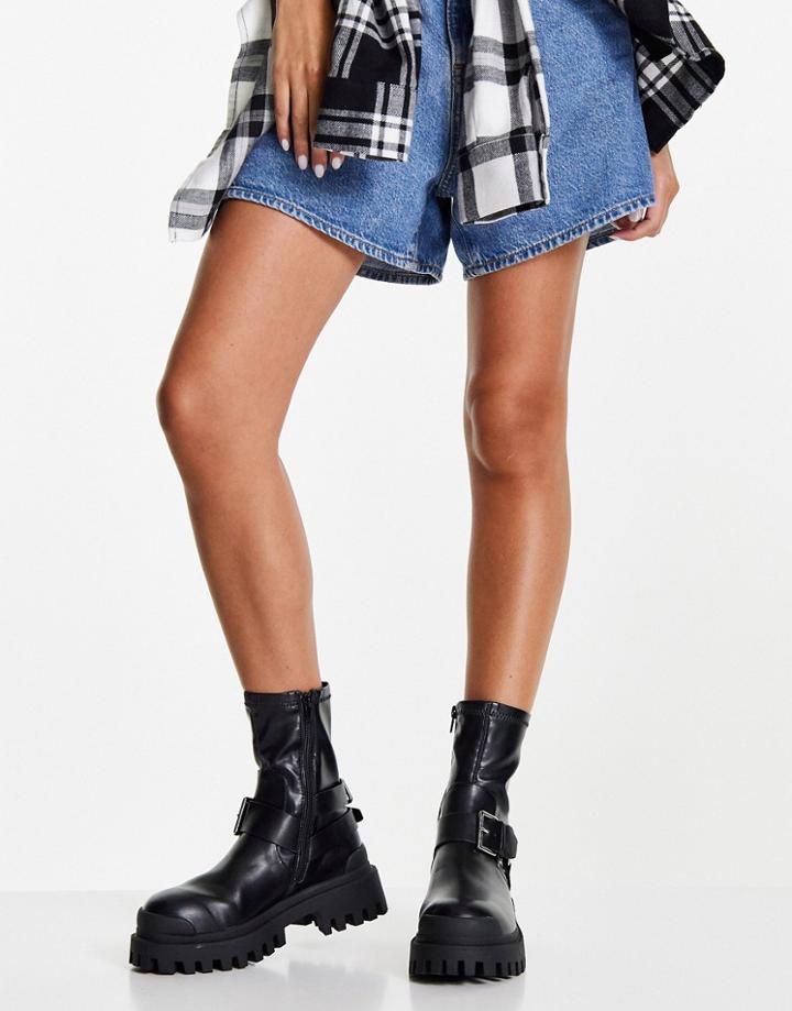 Asos Design Almighty Harness Boots In Black