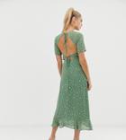 Fashion Union Tall Open Back Midi Dress In Spot-green