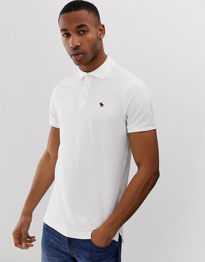 Abercrombie & Fitch Icon Logo Pique Polo In White