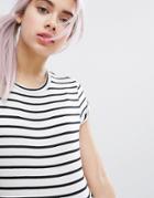 Monki Stripe Short Sleeve T-shirt - Black