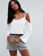 First & I Cold Shoulder Blouse - White