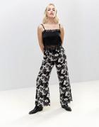 Rock & Religion Floral Cropped Pants - Black
