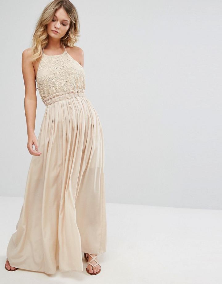 Moon River Sleeveless Midi Dress - Cream