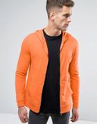 Asos Muscle Zip Up Hoodie In Orange - Orange
