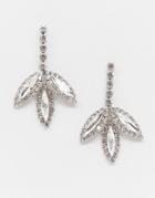 True Decadence Crystal Drop Leaf Earrings - Silver
