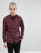 Selected Homme Slim Fit Shirt With All Over Print - Red