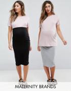 Asos Maternity Over The Bump Midi Skirt 2 Pack - Multi