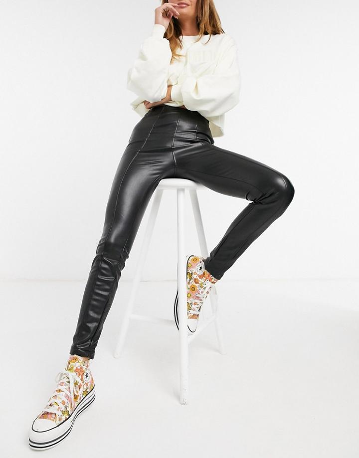 New Look Leather-look Legging In Black