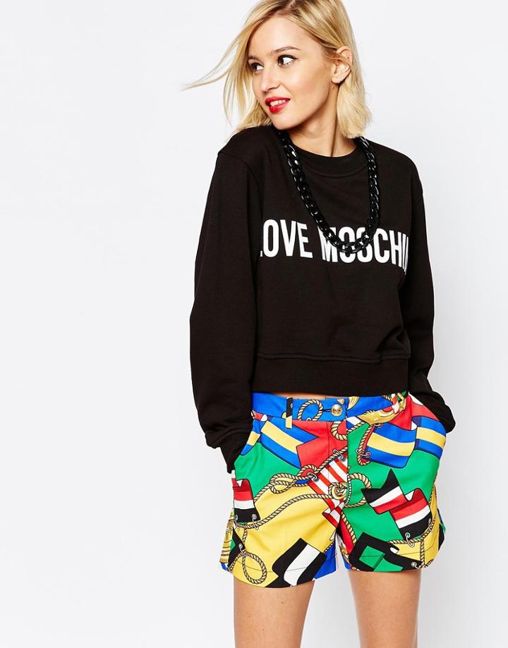 Love Moschino Chain Sweatshirt In Black - Black