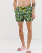 Le Breve Two-piece Tropical Print Swim Shorts - Green