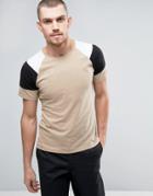 Casual Friday T-shirt With Raglan Panels - Beige