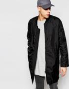 Cheap Monday Bomber Jacket Protect Parka Nylon Longline In Black - Black
