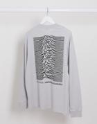 Asos Design Joy Divison Relaxed Long Seeve T-shirt With Large Back Print And Front Text-grey