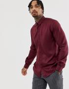 Twisted Tailor Super Skinny Revere Collar Shirt In Burgundy - Red