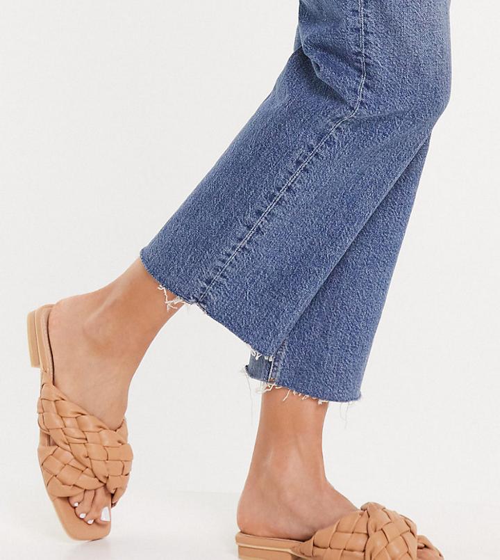 Raid Wide Fit Destiny Braided Slide Sandals In Blush-neutral