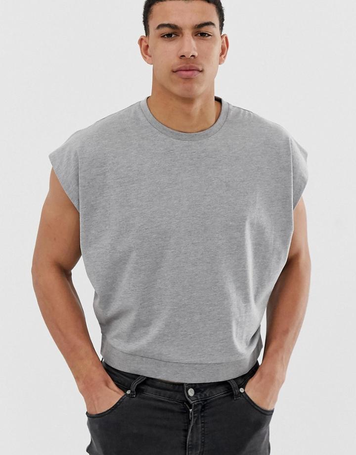 Asos Design Boxy Cropped Tank Tank In Gray Marl - Gray