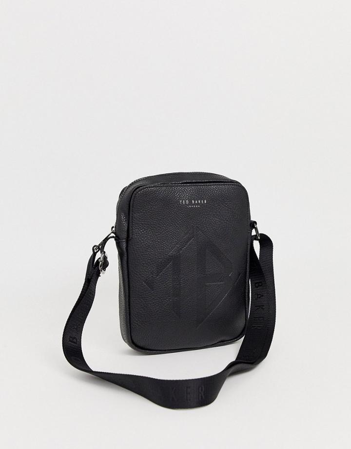 Ted Baker Trama Embossed Logo Flight Bag In Black