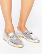 Office Leer Silver Leather Loafers - Silver